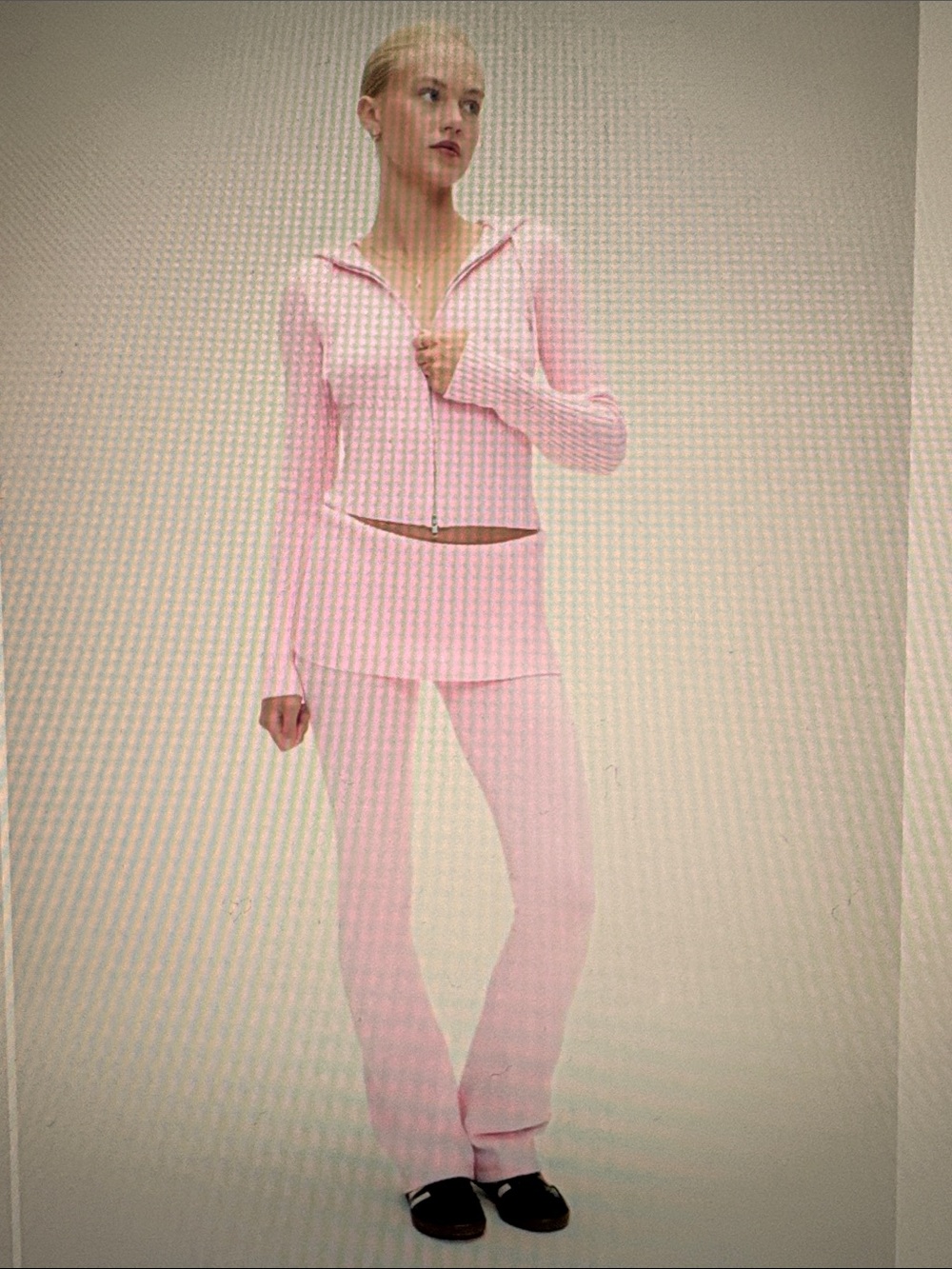 Frankies bikinis light pink sweater fold over yoga pants!
